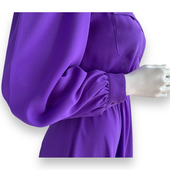 MS CHAUS DEEP PURPLE LONG SLEEVE SHIRT DRESS. WOMEN’S SIZE 4 PETITTE - Picture 6 of 7